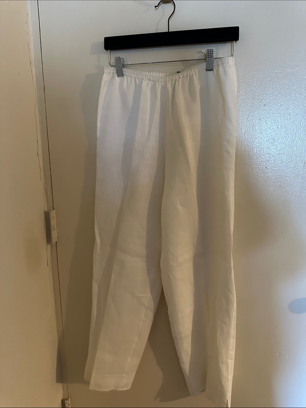 VTG CB Carry Back  White Linen Elastic Waist Pants